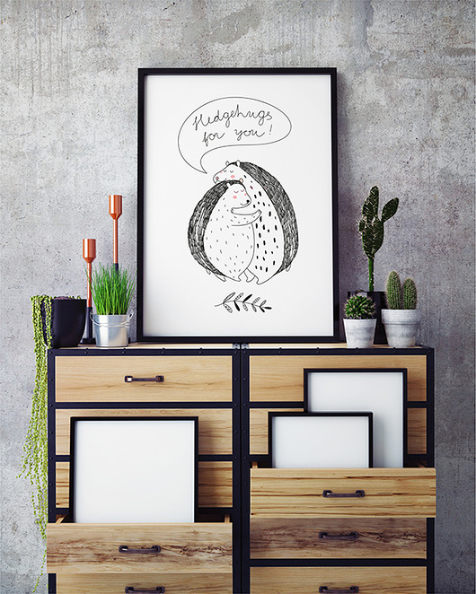 plakat. przytulone jeżyki (format A3) Love Life and Forest