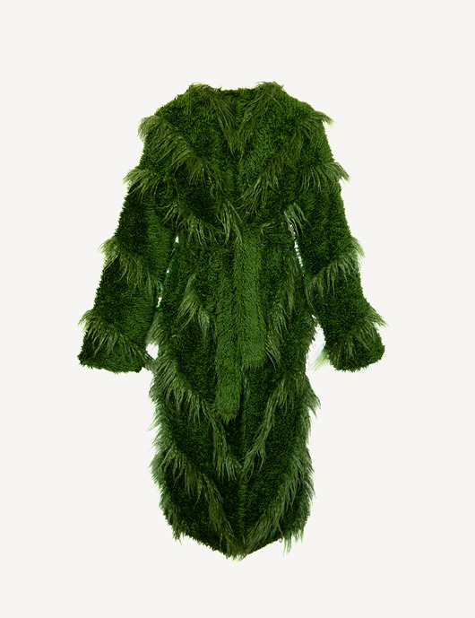 płaszcze damskie Zielony płaszcz ze sztucznego futra