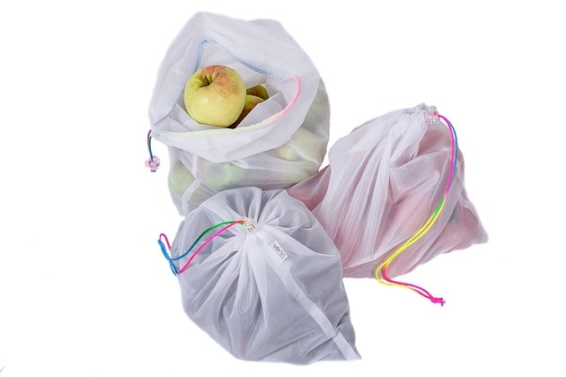 Zestaw woreczków zero waste tęczowe sznurki ekosiatki