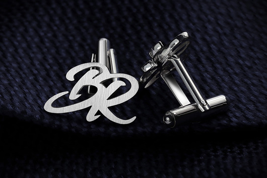 spinki do mankietów PODWÓJNE INICJAŁY - srebrne spinki do mankietów