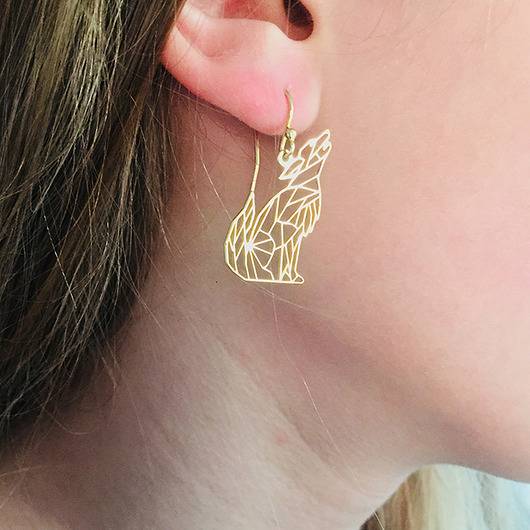 Kolczyki wilki, złocone kolczyki z wilkami Anemon Atelier