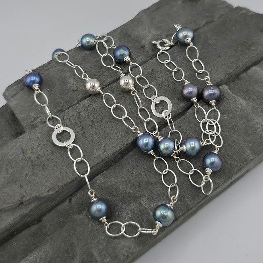 srebrne naszyjniki Naszyjnik z perłami I