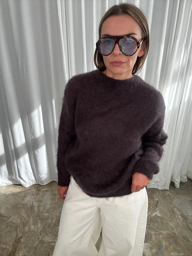 swetry damskie  Sweter brown mohair