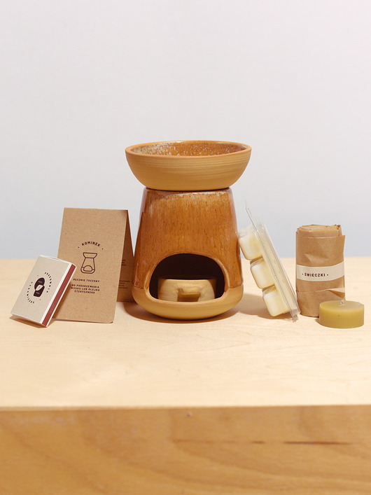 świeczniki i świece Zestaw kominek solony karmel + wosk zapachowy + świeczki