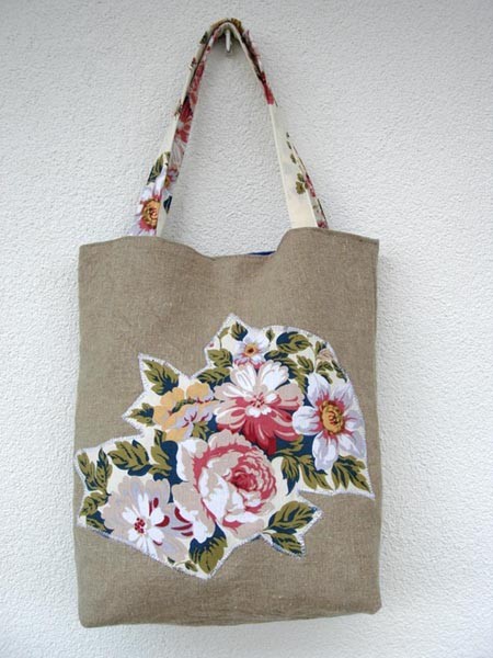 torebka Linen wit roses AvA