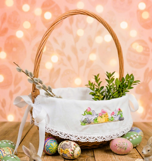 koszyki wielkanocne Serwetka do koszyka WIĄZANA mała SCENKA