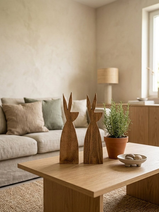 ozdoby wielkanocne Zestaw Wielkanocny Zając Drewniane Ozdoby w Stylu Rustykalnym