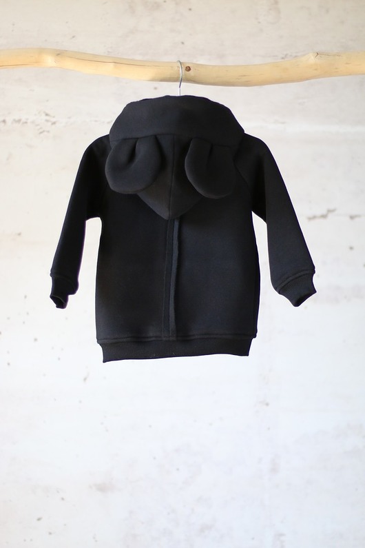 bluzy dla chłopców Bluza Czarna MYSZKA z Uszami