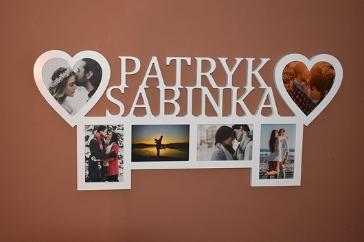 ramki na zdjęcia Multirama ramka na zdjęcia imiona mdf 6 zdjęć serca