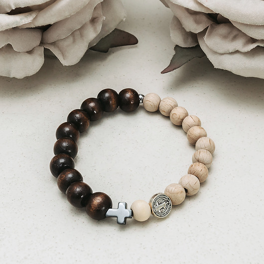 biżuteria męska Męska bransoletka z krzyżykiem  męski różaniec na rękę