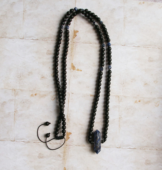 biżuteria męska UNIKAT: lapis lazuli, onyks - naszyjnik męski / unisex