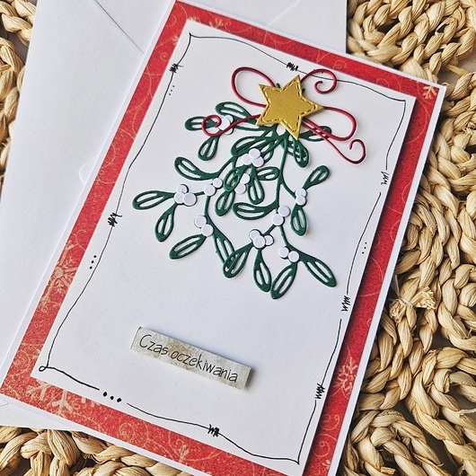 kartki świąteczne Kartka bożonarodzeniowa z jemiołą clean&simple