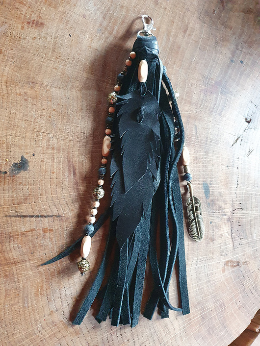 breloki Skórzany  brelok, chwost  do torebki, zawieszka do torebki boho