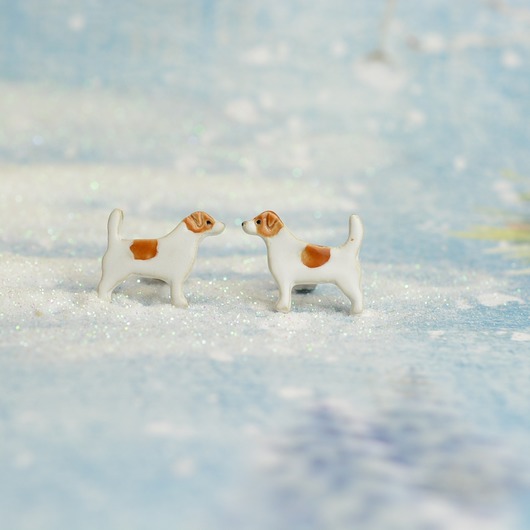 Jack russell terrier mini- ceramiczne kolczyki Dorca