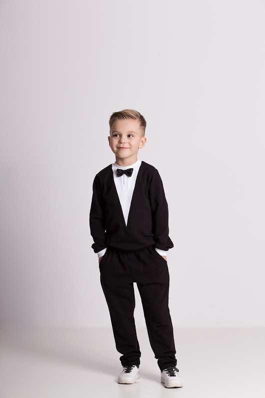 bluzy dla chłopców Bluza dresowa "ala marynarka" czarna