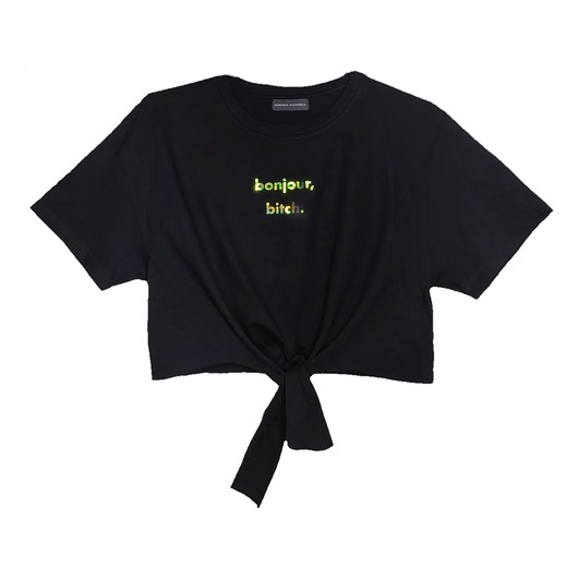Bonjour Bitch Crop Top Black Dominika Syczyńska
