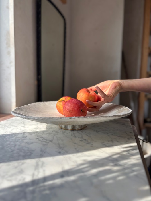 talerze, miski Ceramiczna Misa XXL na Cokole na Owoce Przekąski Rustic White