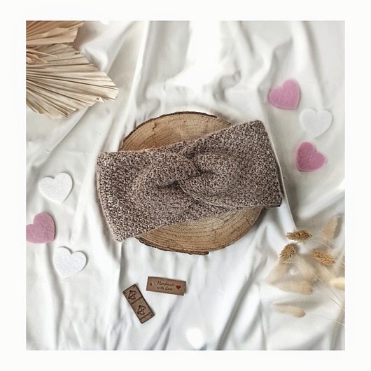 czapki damskie Opaska cappuccino Merino i Baby Alpaka