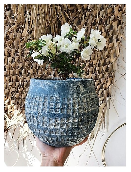 Doniczka osłonka Rocca niebieska pękata 23 cm Home Design