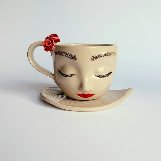 filiżanki Filiżanka ceramiczna Twarz
