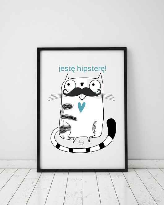 plakat. jestę hipsterę (format A3) Love Life and Forest