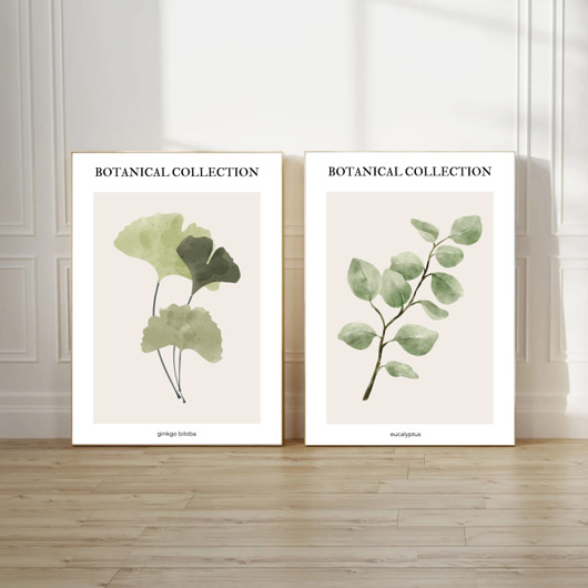 grafiki i ilustracje DWA PLAKATY galeria botaniczne liście