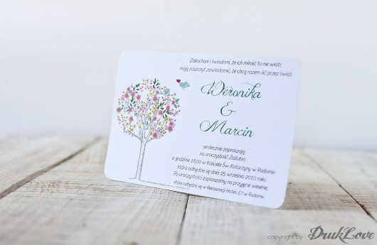 Zaproszenie ślubne KWIETNE DRZEWO 115x170mm B6 DrukLove