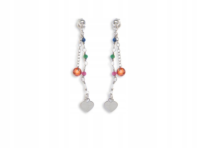 kolczyki srebrne Kolczyki srebrne 925 kolorowe cyrkonie - serce