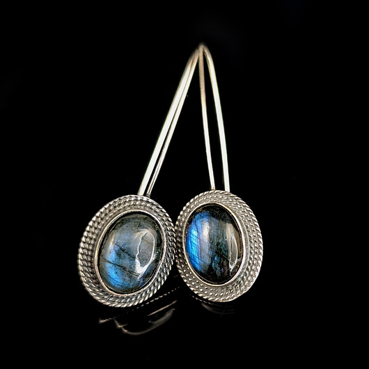 kolczyki srebrne Kolczyki srebrne romantyczne labradoryty