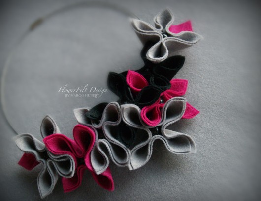 BlackGrayFuchsia FlowerFelt Design