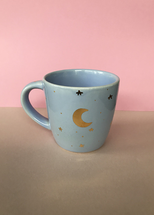 Ceramiczny kubek z uchem lawendowy mały ELEMTHEBRAND