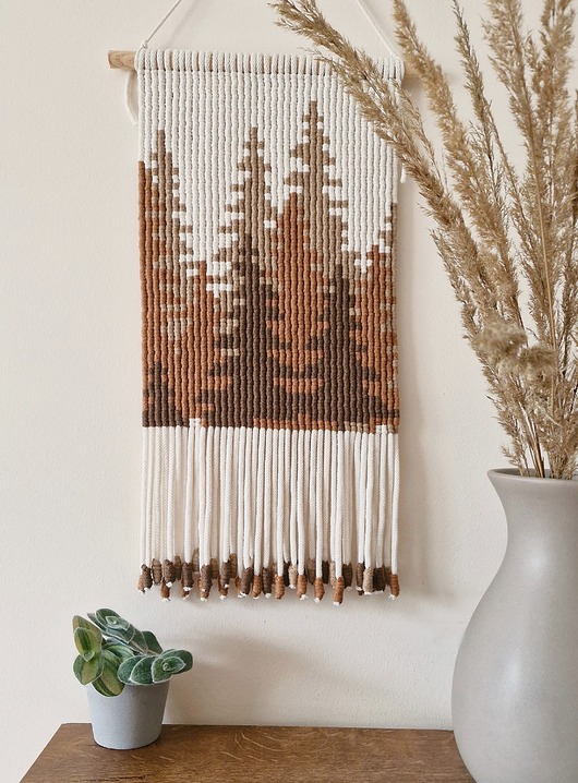 makramy Makrama obrazek na ścianę Jesienny Las