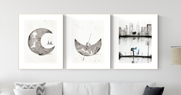 Zestaw 3 obrazów ręcznie malowanych 30x40 cm MiniMalArt