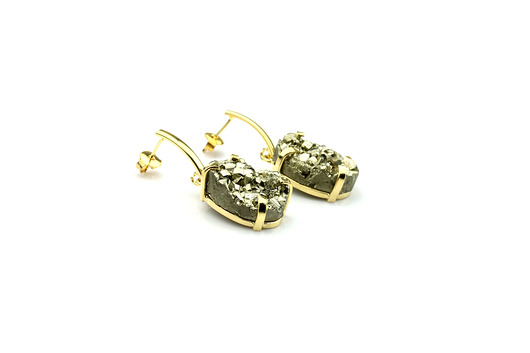 Earrings Piryt złoto kwadrat Brazi Druse Jewelry