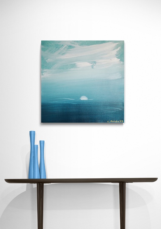 obrazy Obraz ręcznie malowany na płótnie 29x29 cm - abstrakcyjny pejzaż