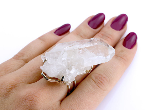 InspiRING Kryształ Górski Raw Gold Brazi Druse Jewelry