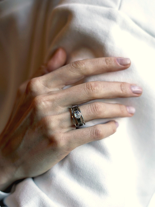 pierścionki srebrne Srebrny pierścionek w komplecie z obrączkami - na zamówienie