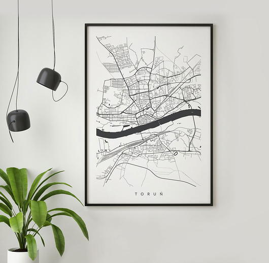 TORUŃ - mapa miasta, plakat, grafika PLAKATY GEOMETRYCZNE