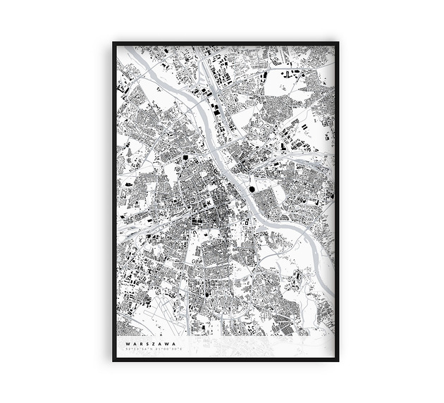 Mapa Warszawy,Plakat Warszawa,Mapy miast PLAKATY GEOMETRYCZNE