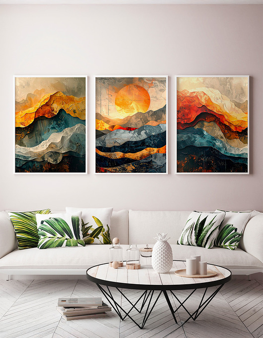 plakaty Zestaw plakatów - Tryptyk abstrakcyjne pejzaże  (set250)