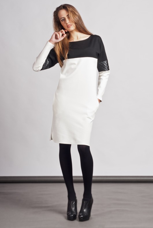 Dress with quilted leather accents, suk 107 Lanti