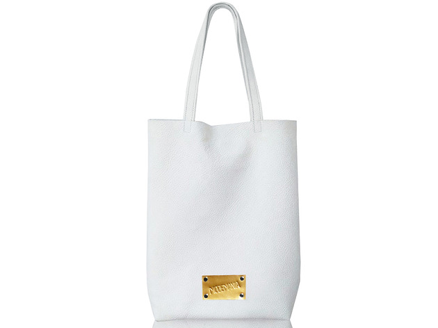 torby na ramię Biały worek ze skóry