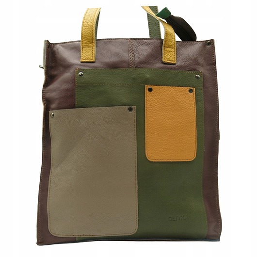 torby na ramię Torebka damska na ramię, shopper, duża, pojemna, mieści A4 skórzana OLIVKA