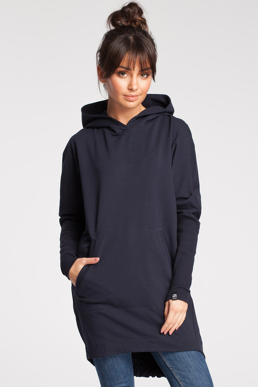 Bluza tunika z kapturem - granatowa(B-021) Be