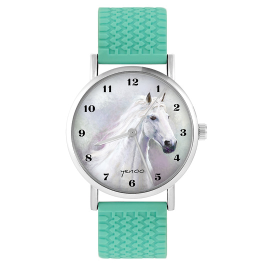 zegarki unisex Zegarek - Biały koń - silikonowy, turkus