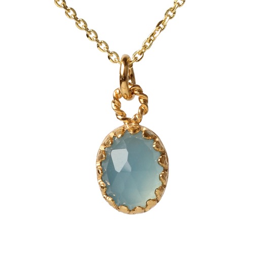 złote naszyjniki Minimalistyczny złoty naszyjnik z agatem niebieskim w stylu Vintage