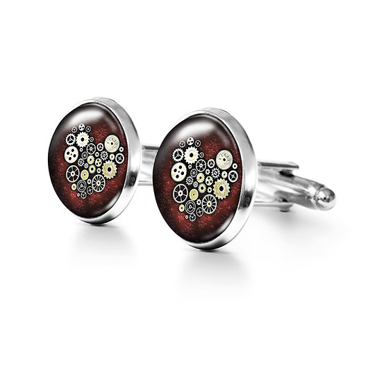 spinki do mankietów Steampunk heart - spinki do mankietów