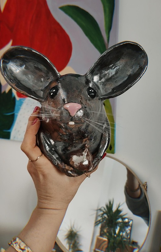 figurki i rzeźby Srebrzysta mysz - do powieszenia na ścianę