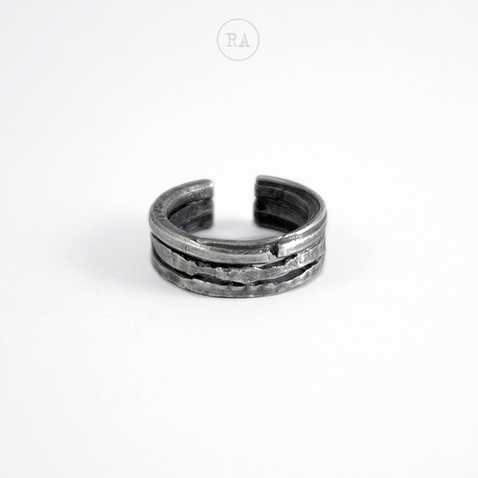 biżuteria męska OPEN RING #2 Pierścień ze srebra, oksydowany