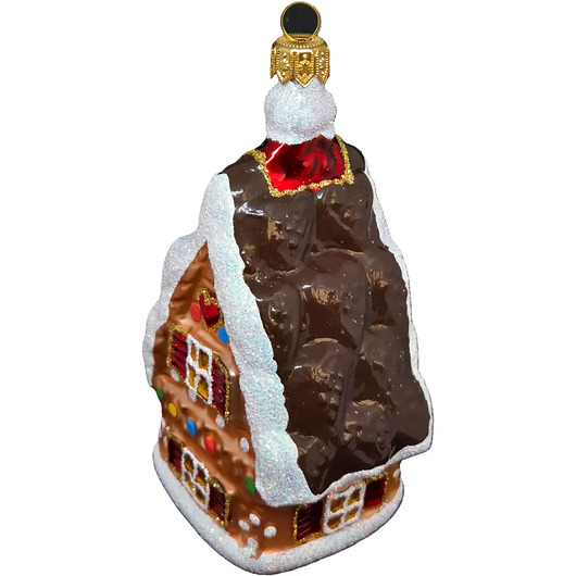 bombki Ręcznie Malowana Szklana Bombka Czekoladowy Domek z Czerwonymi Akcentami